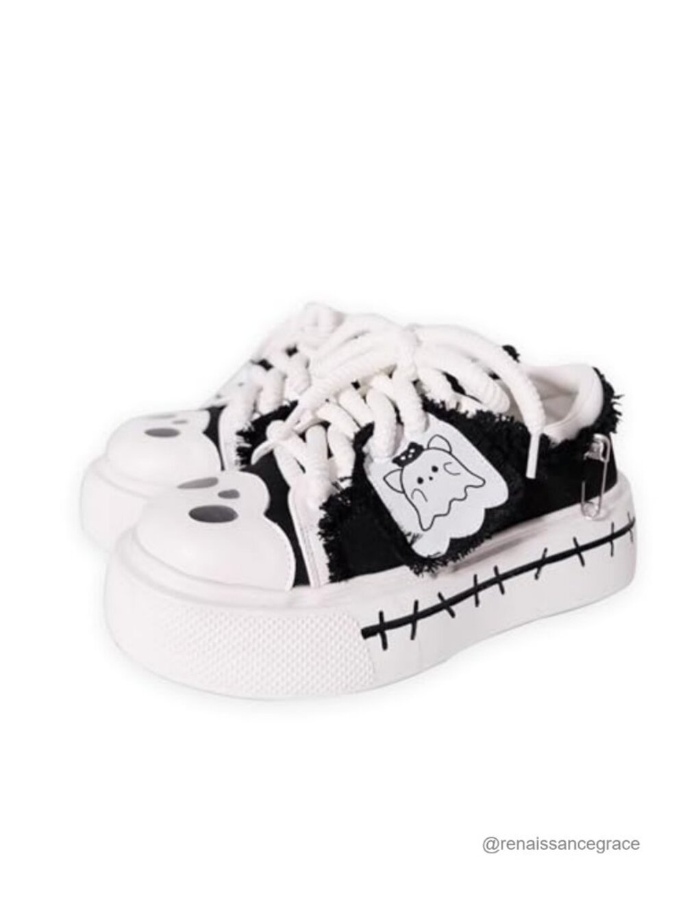 Y2K Goth Platform Canvas Sneakers - Retro Chunky Sole Punk Shoes